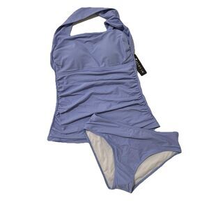 Tempt Me Ruched Tankini Swimsuit Tummy Control Periwinkle Sz S Swimwear Resort